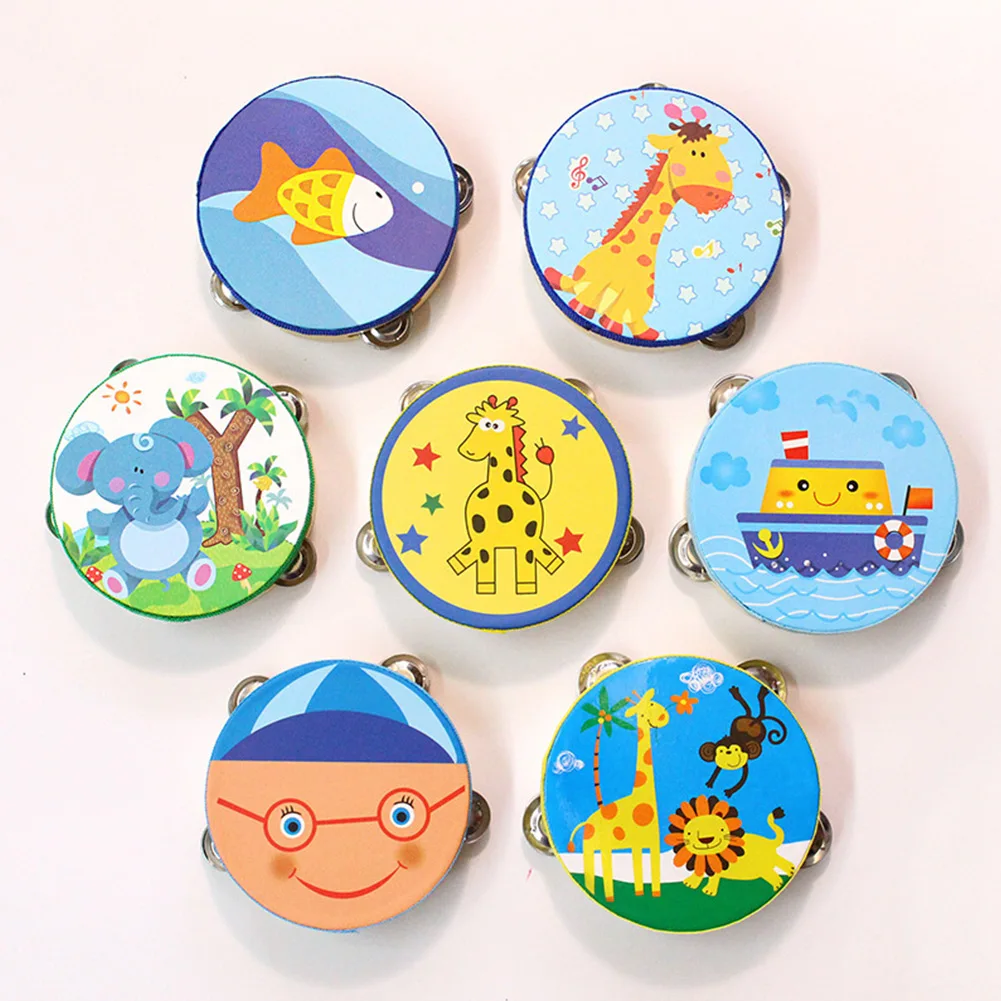 1x 6inch Cartoon Hand Drum Tambourine Musical Percussion Instrument Baby Gifts Children Kids Music Toys Musical Beat