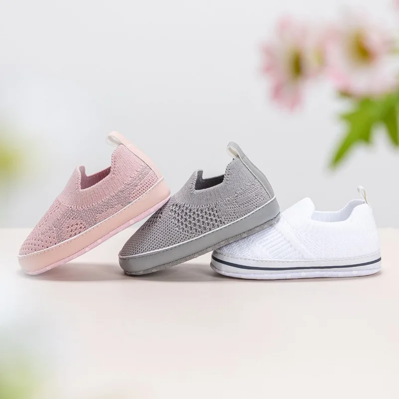 

Baby Knitted Socks Shoes Toddler Boys Girls Solid Breathable Casual Shoes Kids Anti-slip First Walkers Infant Slip on Sneakers