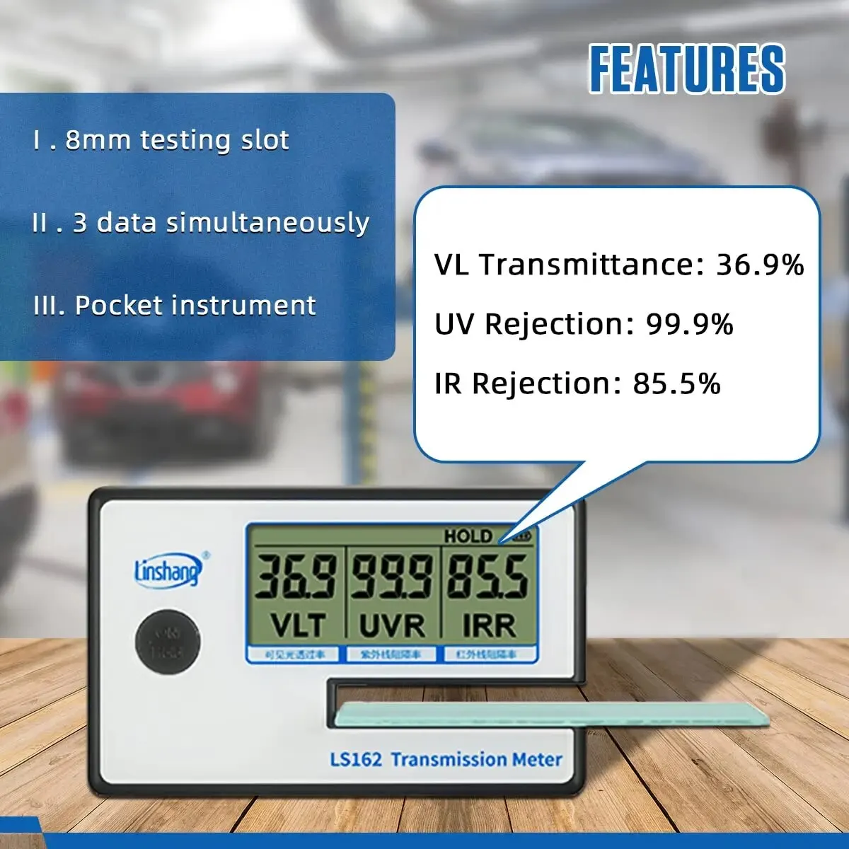 Portable Window Tint Transmission Meter Linshang LS162 Measure IR Rejection UV Blocking Rate Visible Light Transmittance solar film transmission meter