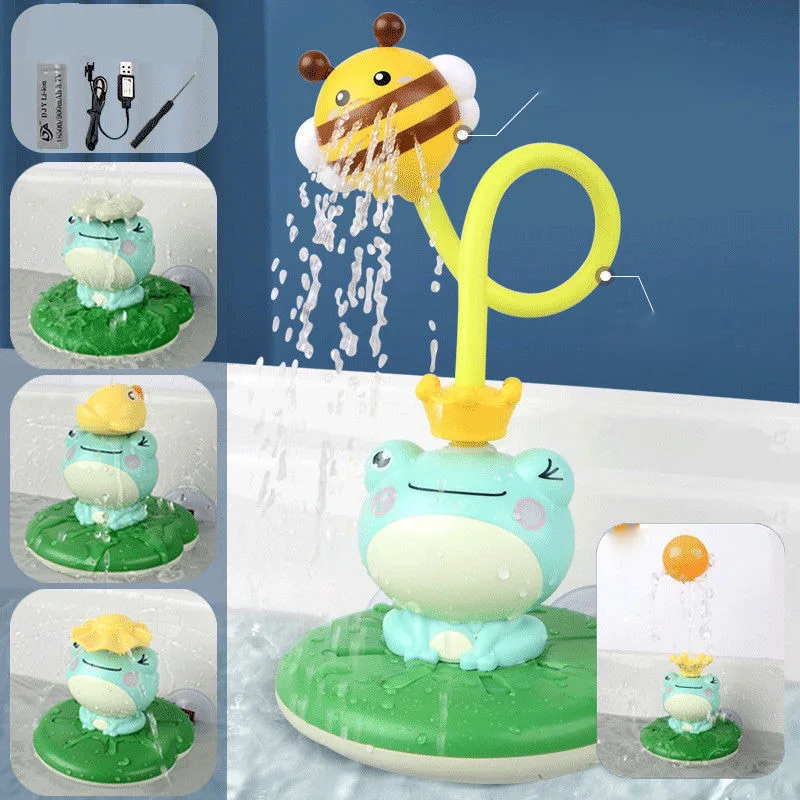 

Fountain Baby Bath Toys 5 Modes Spray Water Rotating Frog Bathtub Pool Floating Automatic Sprinkler Toys Gift for Kids Toddlers