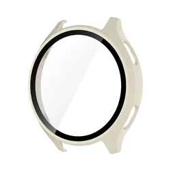 Sleek All-Around Protective PC Case with Glass Screen Protector for Xiaomi Watch 2 (Ivory)