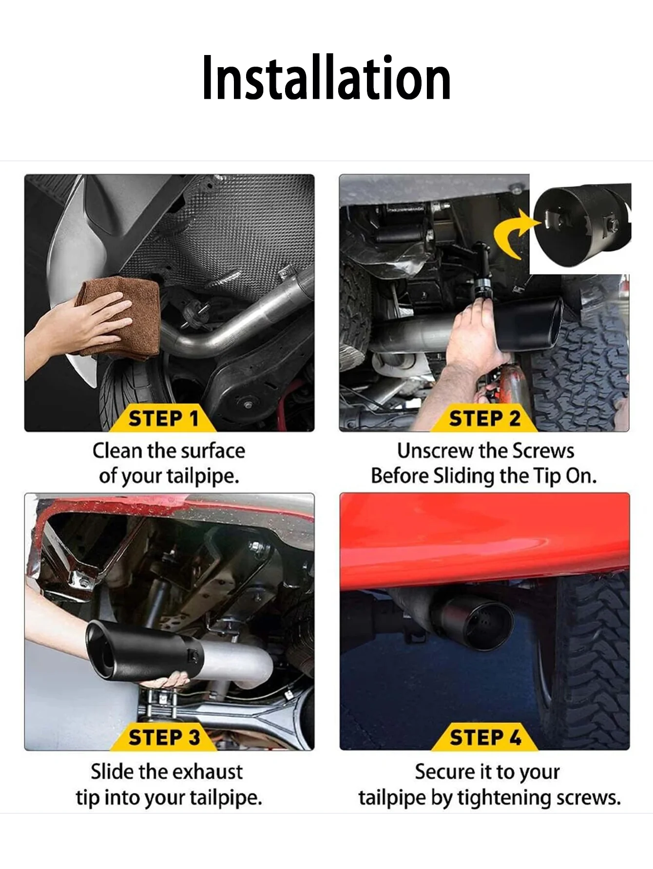 Universal Car Rear Modification Parts Exhaust Pipe Tip Black Stainless Steel Remus Titanium Exhaust Tip Round Black Tail Pipe Car Accessory