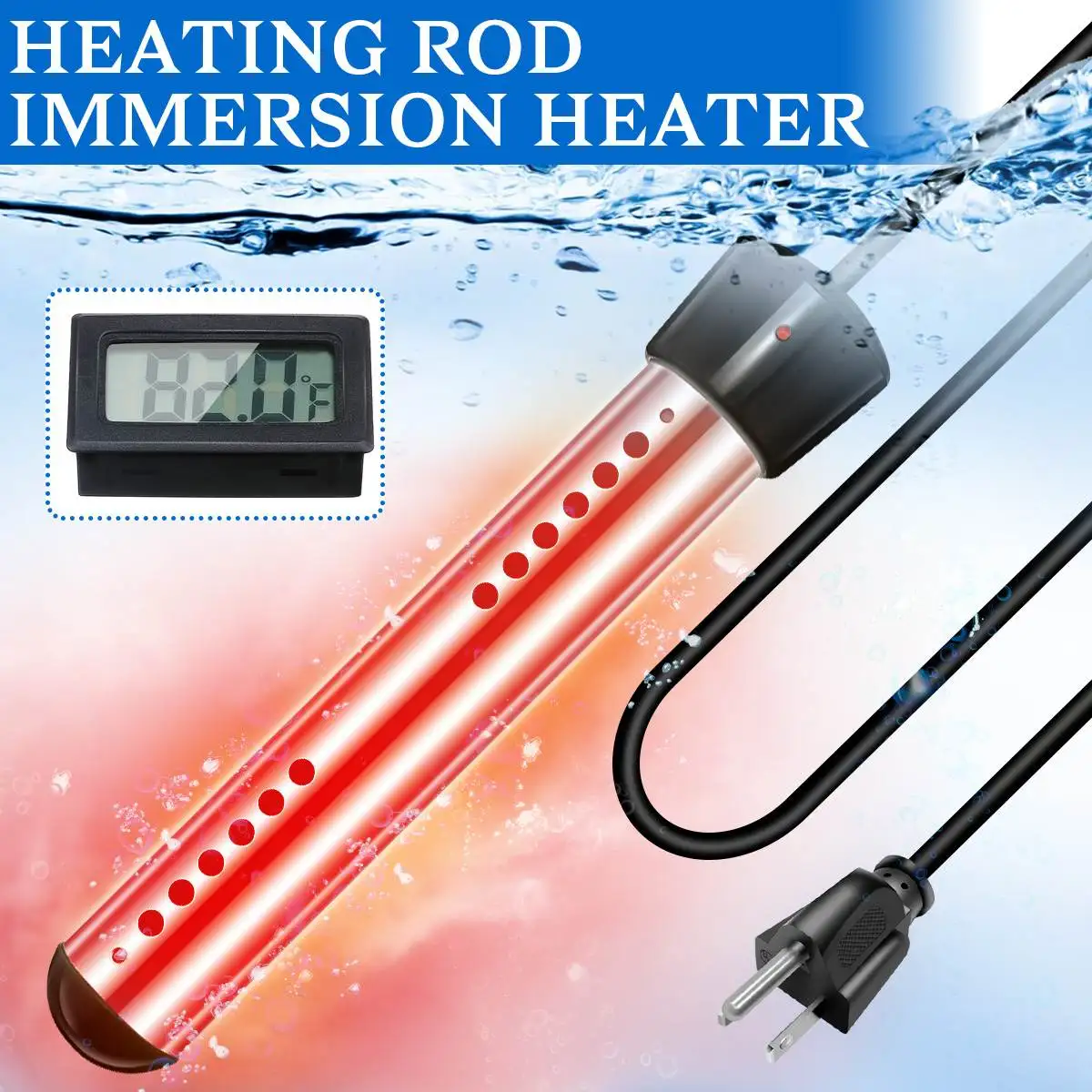Portable Pool Water Heater 120V 1500W Immersion Tubular Electric Heater  with Digital Thermometer for Inflatable Pool Bathtub - AliExpress