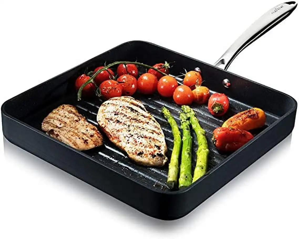 

Nonstick Stove Top Grill Pan 11" Hard Anodized Nonstick Grill & Griddle Pan