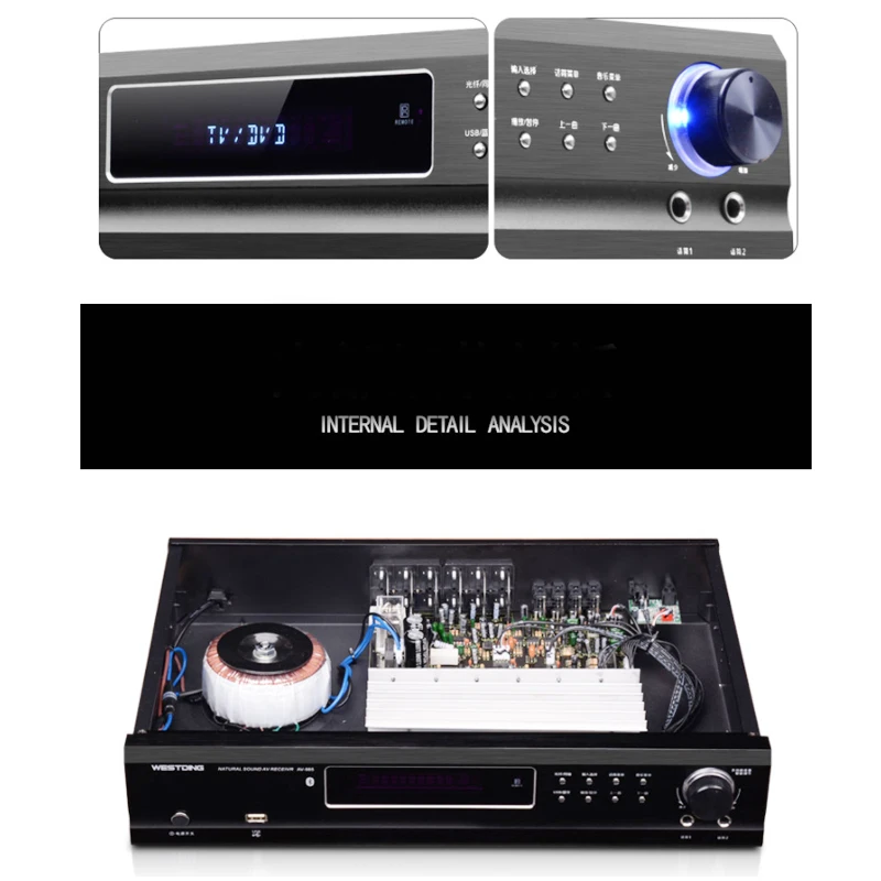 220W-510W  5.1 Channel Bluetooth Power Amplifier Home Theater Audio High Power Home Fever Ktv Amplifier Karaoke 220V