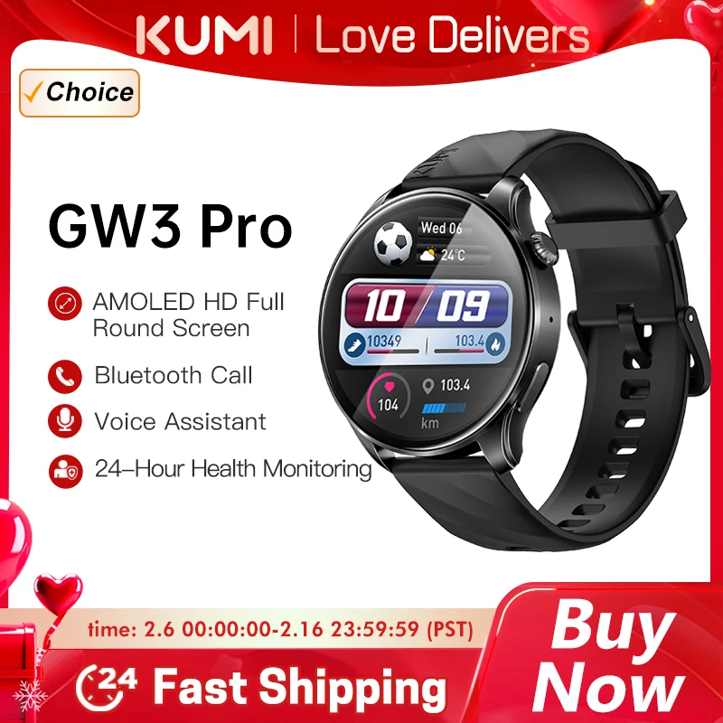 Prima Mondiale Kumi Gw3 Pro Smartwatch 1.43 "Schermo Amoled Hd 100 + Quadrante Squisito Bluetooth Call Ip68 Life Waterproof