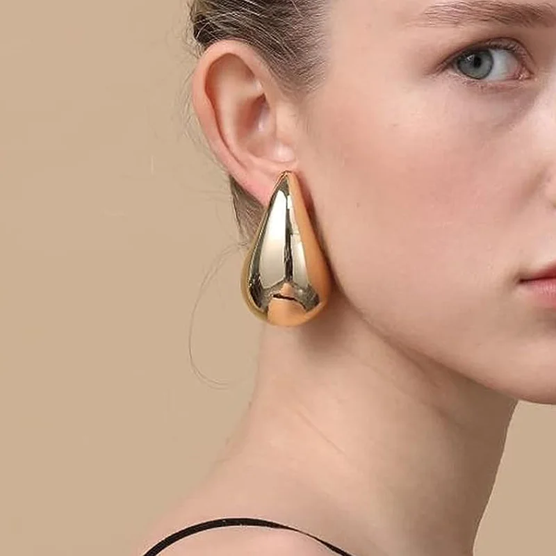 5cm Extra Large Drop Earring Oversized Chunky Hoop Earrings for Women Girl Lightweight Hypoallergenic Gold Plated Big Earrings