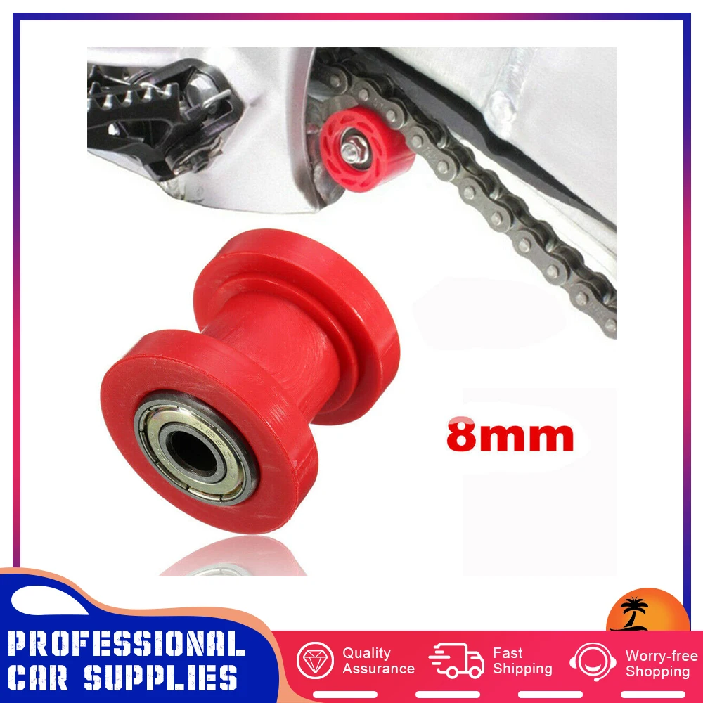 Red Qiilu Chain guide 8mm ID Chain Roller Tensioner Guide Wheel Chinese Dirtbike Pit Bike 