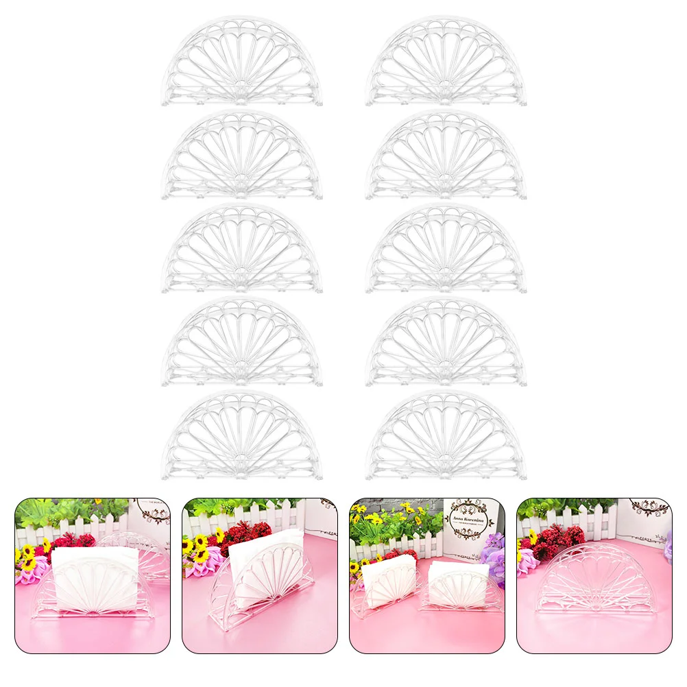 10pcs Tray Transparent -shaped Vertical Napkin Holder Paper TowelNapkins Plastic Dinning Table