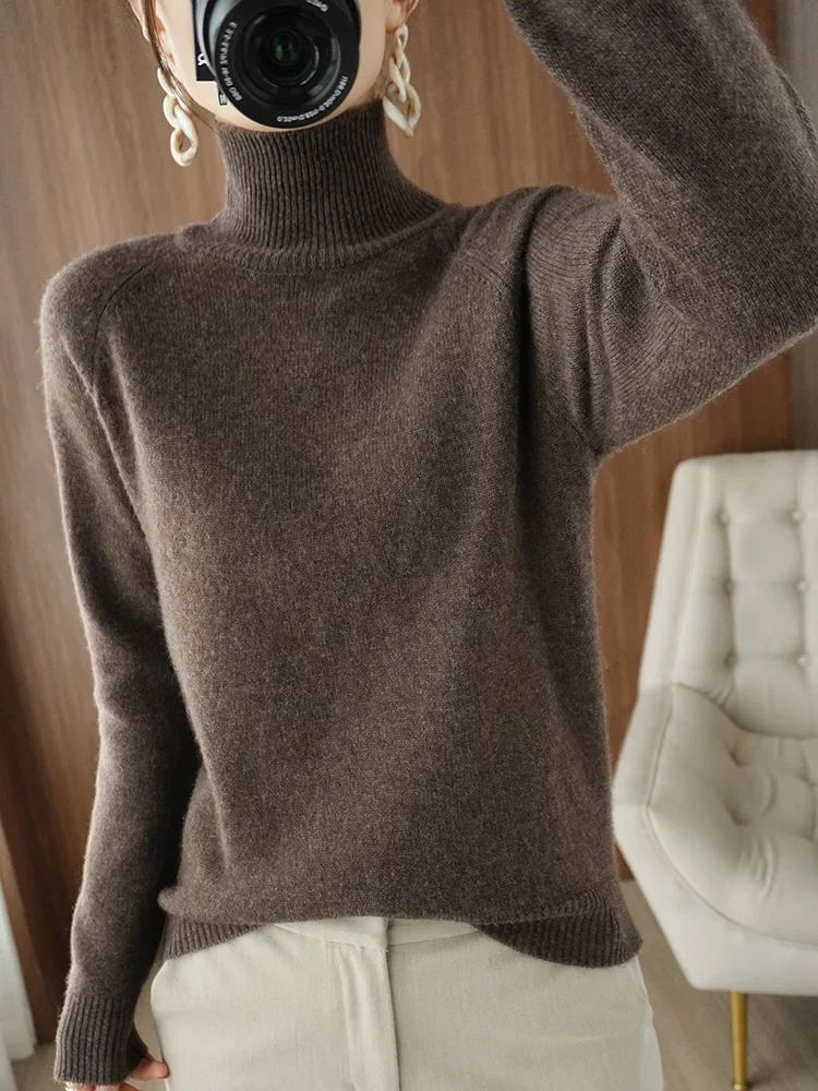 

Fashion Basic Autumn Winter Soft Long Sleeve 30% Merino Wool Sweater Solid Color Mock Neck Pullover Cashmere Clothing Tops