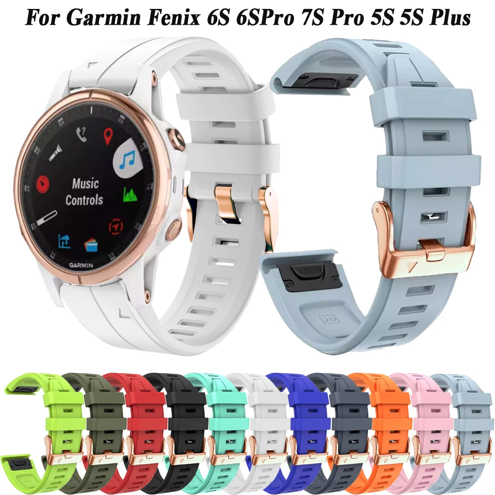 Elegant 20mm Silicone Watch Band with Rose Gold Buckle - Quickfit Wristband Strap