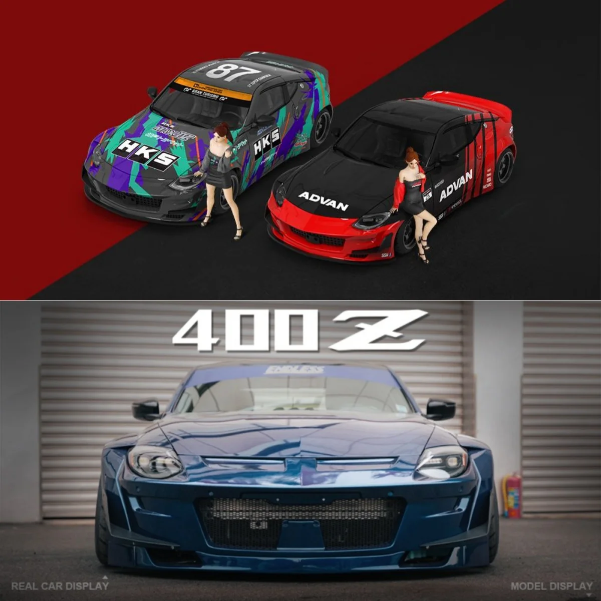 TimeMicro 1:64 400Z RED/BLUE/GRAY/HKS/ADVAN painted alloy