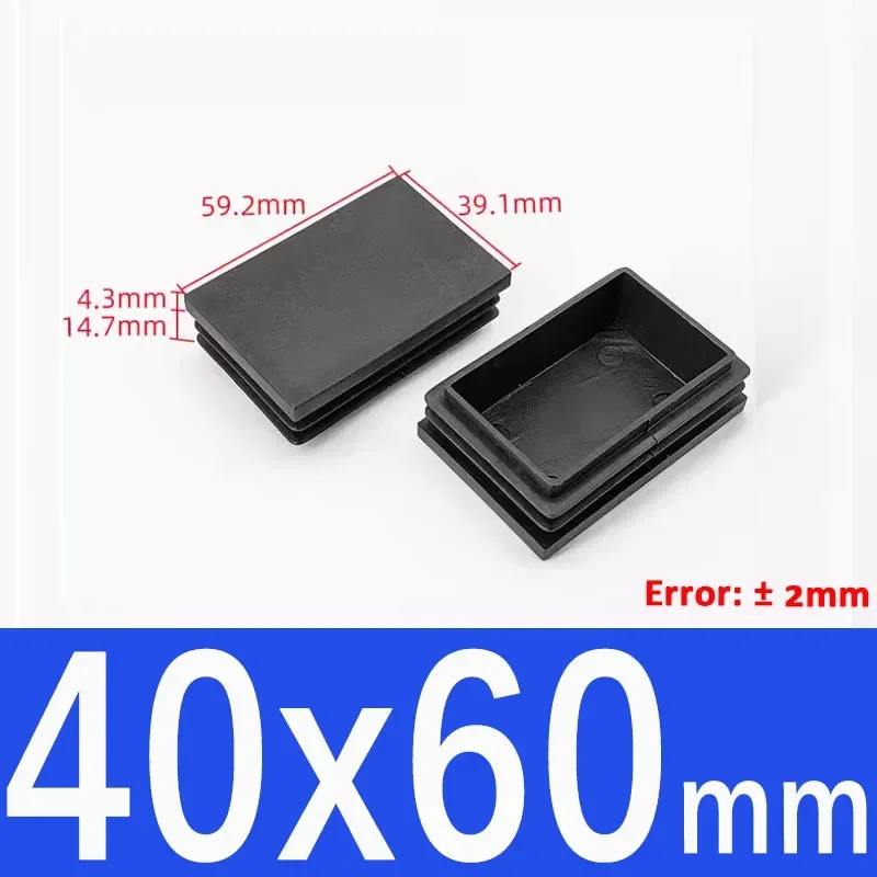 Black Square Plastic End Caps for Table or Chair Feet Protection