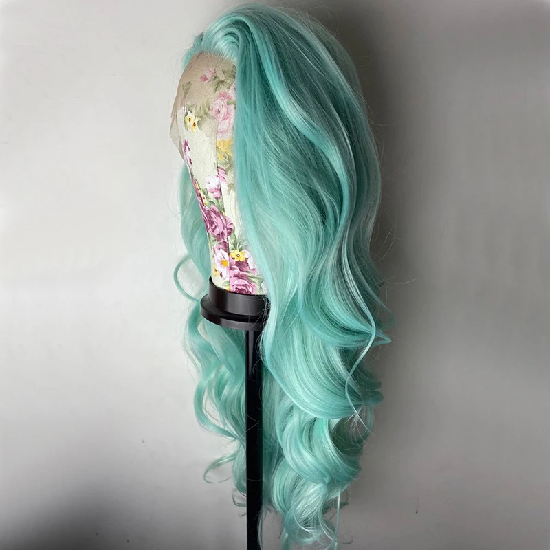 Dianteira do Laço Perucas de Cabelo Peruca do Laço da Linha Natural para as Mulheres Cabelo da Fibra Resistente ao Calor Parte Sintético Fina Negras Perucas Cosplay Verde 2 Computers & Electronics