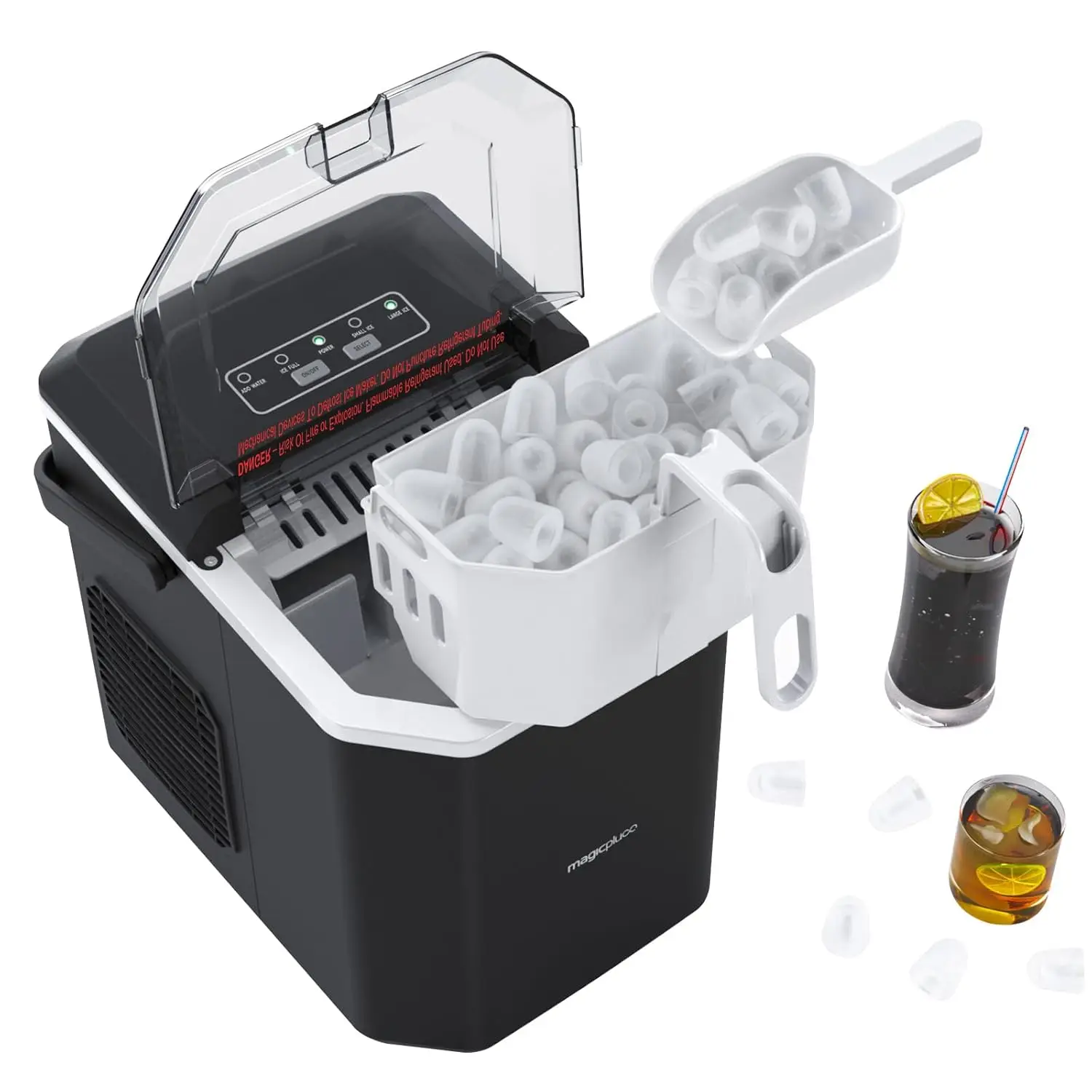 Ice Makers Countertop, Ice Machine with Carry Handle, 9 Cubes in 6 Mins, 26.5 lbs per Day, Self-Cleaning Portable Maker for Home