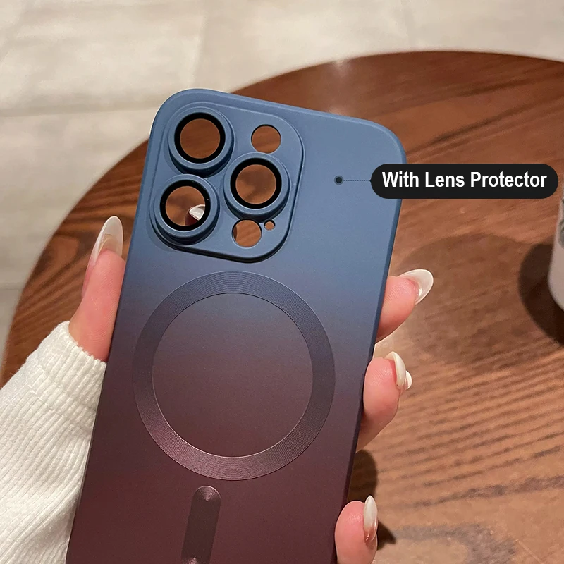Custodia morbida in silicone sfumato di moda per iPhone 14 13 12 11 Pro 14Pro Max Plus Luxury per copertura di ricarica wireless Magsafe_voghion.com