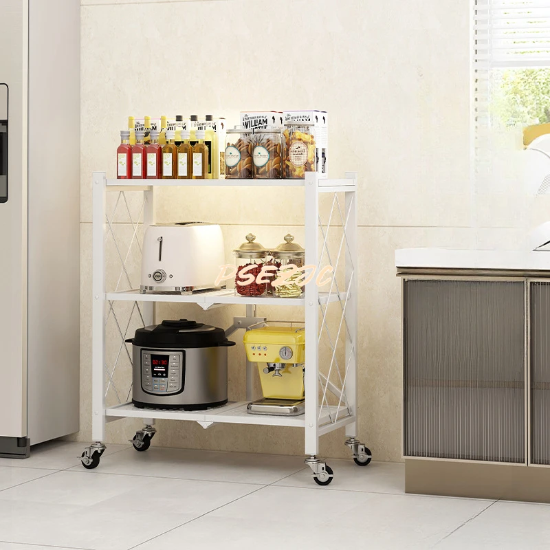 Floor To Floor Multi Story Kitchen Storage Rack Household Movable Wheeled Storage and Folding Rack