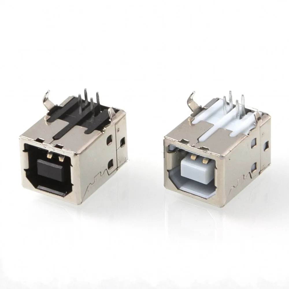 100 Stücke USB buchse usb B Typ Weibliche 90 grad PCB schweißen eltern Rechtwinklig Stecker Für Drucker Datenschnittstelle weiß/Schwarz