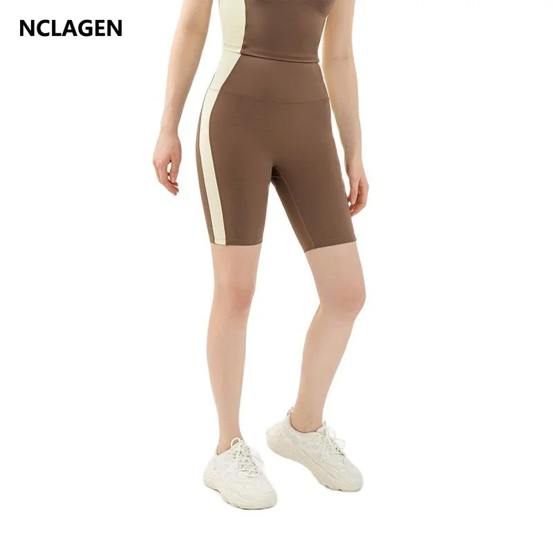 

NCLAGEN Biker Bermuda Shorts For Women High Waist Hip Lifting Running Fitness Yoga bottoms Naked Feel NO Front Seam GYM Leggings