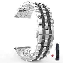 Premium Stainless Steel Watch Band - Forerunner 245 645 (Silver - black)