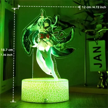 Genshin Impact 3D Lamp LED Night Light Anime Figures Zhongli Raiden Shogun Remote RGB Dream Colors Kids Bedroom Home Decor Gifts 2