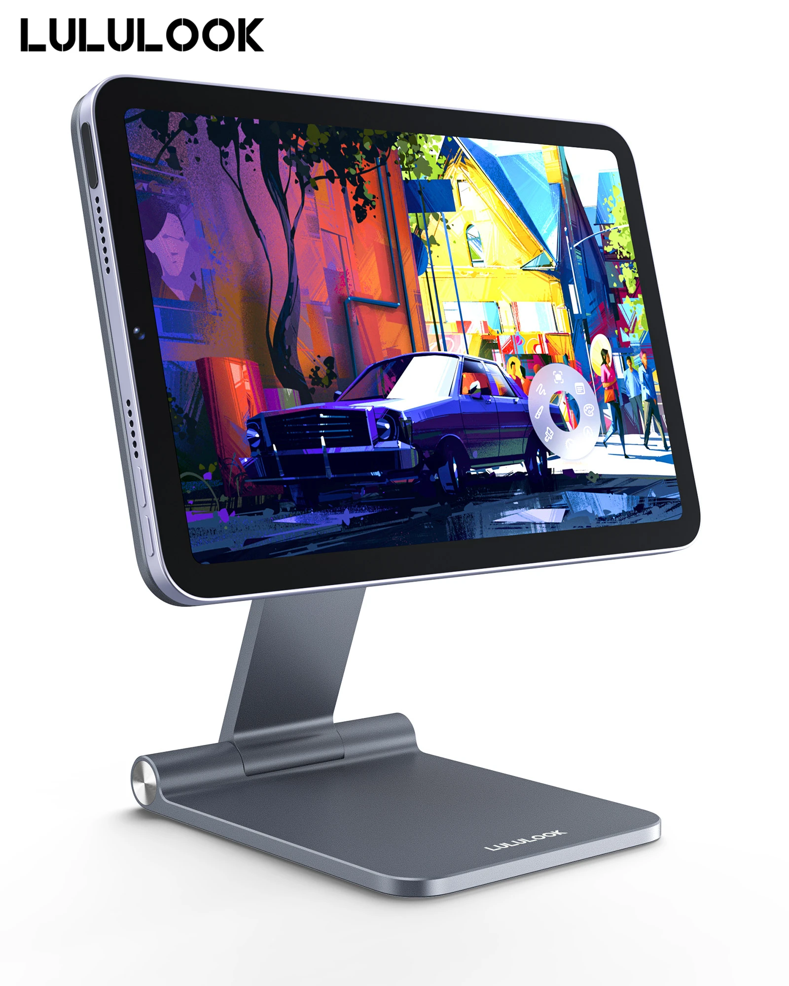 Lululook-suporte Magnético Dobrável para Ipad Mini Suporte de Mesa Ajustável Alumínio Rotativo Flutuante Maçã