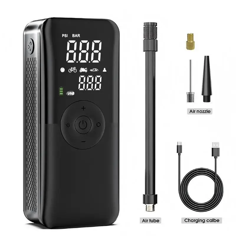 Mini Compressore d'Aria Portatile Wireless con Batteria Integrata da 5200mAh, Pompa Gonfiabile per Biciclette, Anelli da Nuoto, Anelli da Sci, Pneumatici Auto