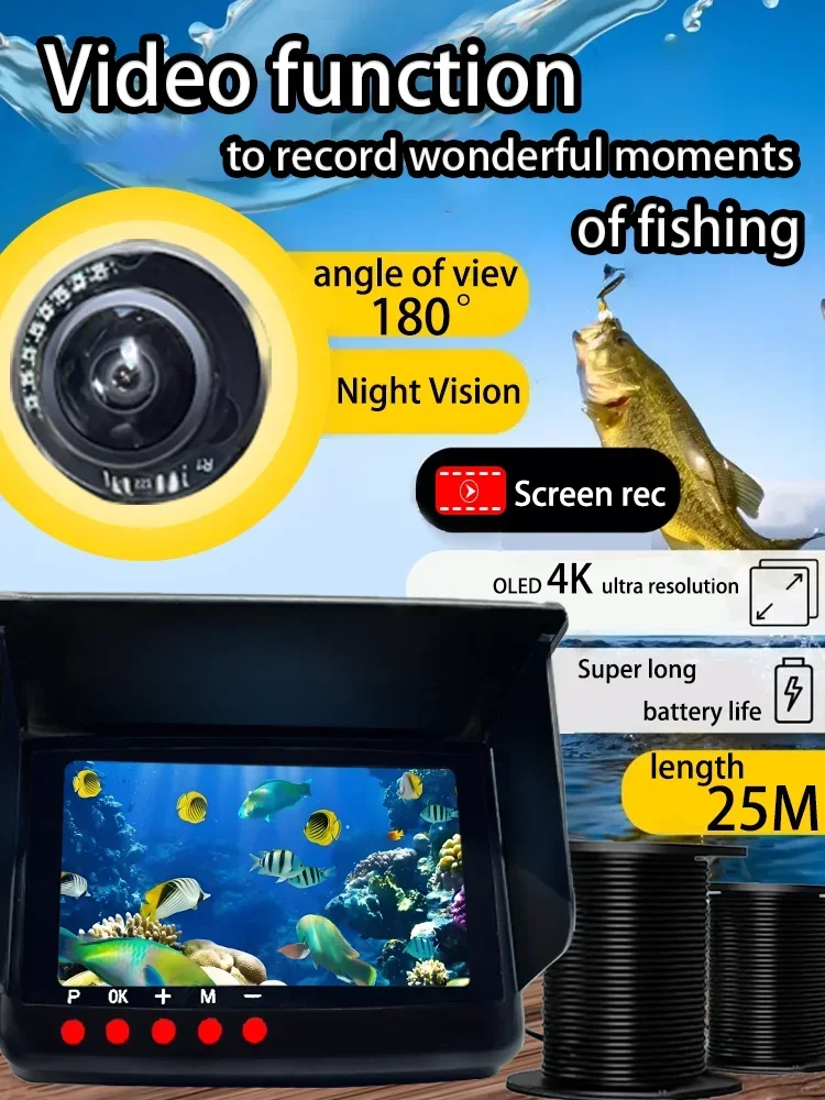SY5A 4K 5inch Monitor Camera Kit with DVR Portable Underwater Fishing Camera 20M