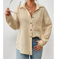 Solid Casual Loose Shirts For Women 2024 Autumn Vintage Women's Oversized Shirts And Blouses Fashion Elegant Youth Female Tops - Image 2