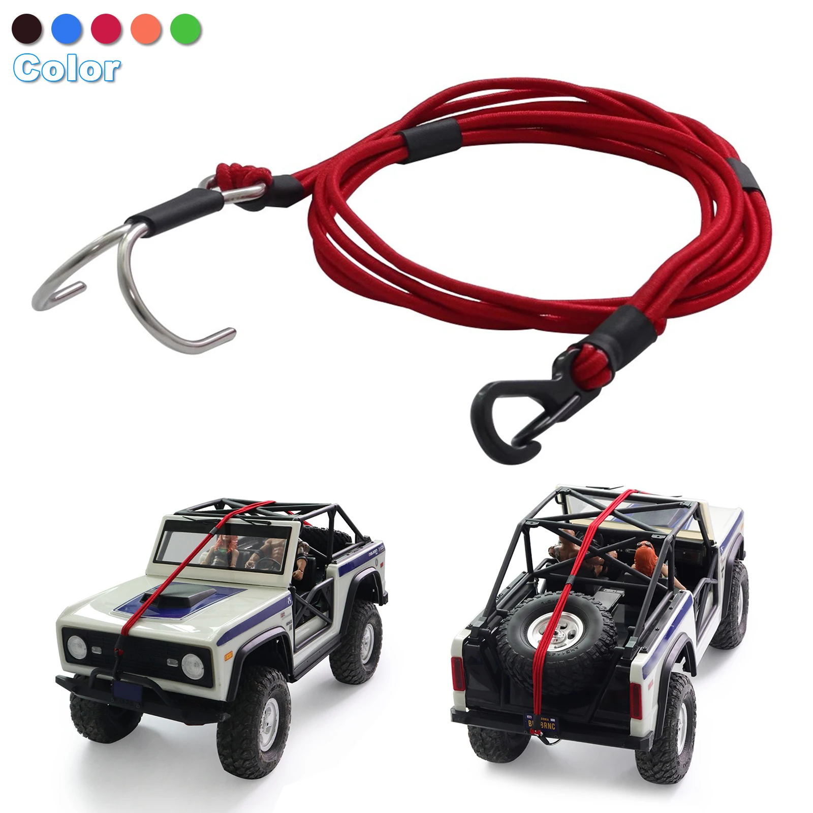 

1/10 RC Crawler Kinetic Winch Strap Escape Rope Rescue Trailer Hook for Axial SCX10 I II III TRX4 Element D90 WPL