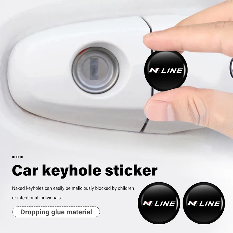 8Pcs Car Handle Door Keyhole Lock Core Protector Cover Sticker Per Hyundai N Line Tuscon Nx4 I20 I30 I10 Sonata Elantra