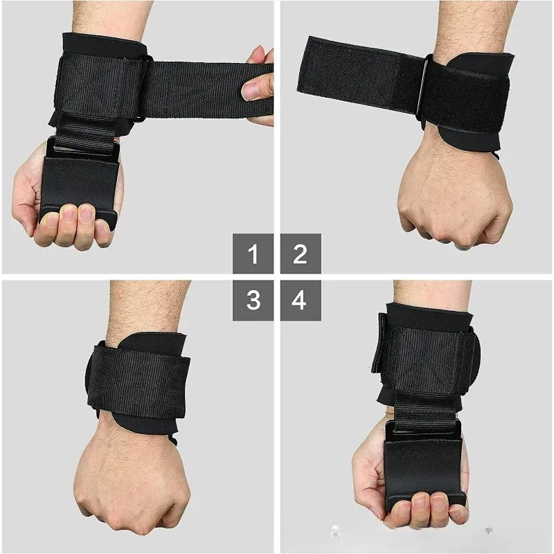 1/2PC Non-Slip Weight Lifting Hookspremium Pair of Straps Weightlifting Deadlift Chin Pull Up and Exercise Fitness Hook Training 3