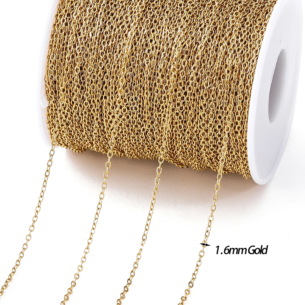Radiant Gold-Toned Stainless Steel Beaded Chain for DIY Jewelry Creations