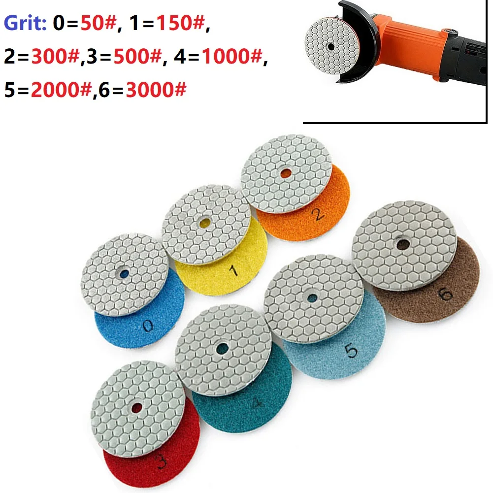 

3inch Diamond Polishing Pad Dry Flexible Resin Sanding Disc For Marble Granite Quartzite Glass Stone Polishing 50-3000Grit