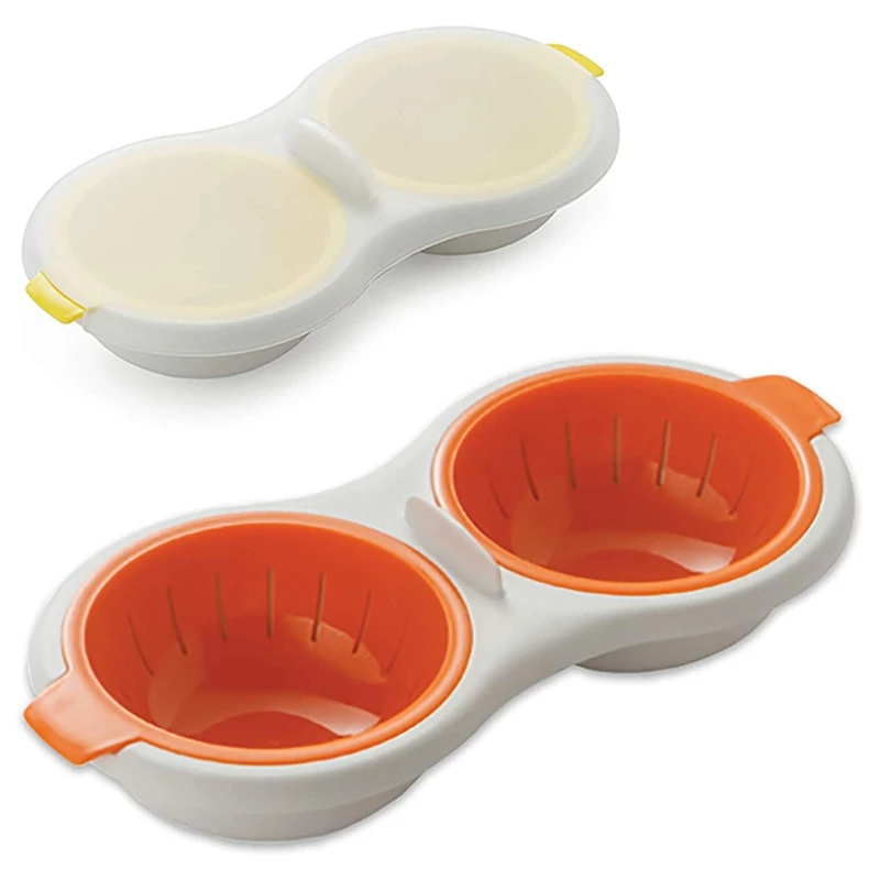 

HOT SALE 2 Pcs Microwave Egg Poacher, 2 Cavity, Food Grade Double Cup Egg Boiler, Microwave Ovens Breakfast Cookware Kitchen