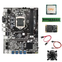 HOT-B75 BTC Mining Motherboard+CPU+Fan+DDR3 4GB 1600Mhz RAM+128G SSD+SATA Cable+Switch Cable LGA1155 8XPCIE to USB Board 1