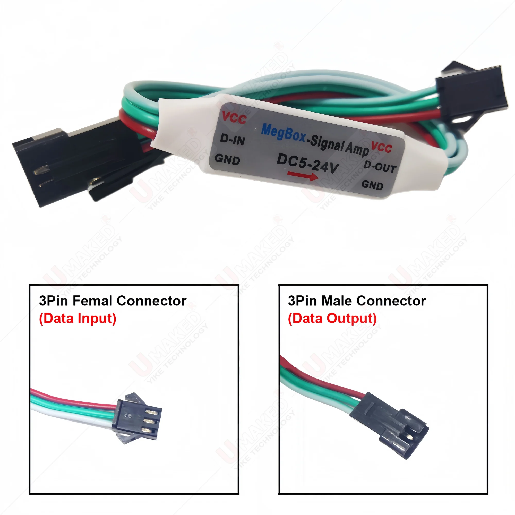 WS2811 WS2812B SK6812 3Pin 주소 지정 가능 RGBIC LED 스트립 스트링 모듈 1 2 DC5-2 용 미니 TTL 신호 LED 증폭기 리피터