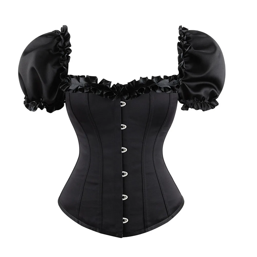 

Women Corset Sexy Satin Lace Waist Trainer Up Satin Steel Boned Underbust Waist Cincher Vest with Straps Corset Underbust Shaper