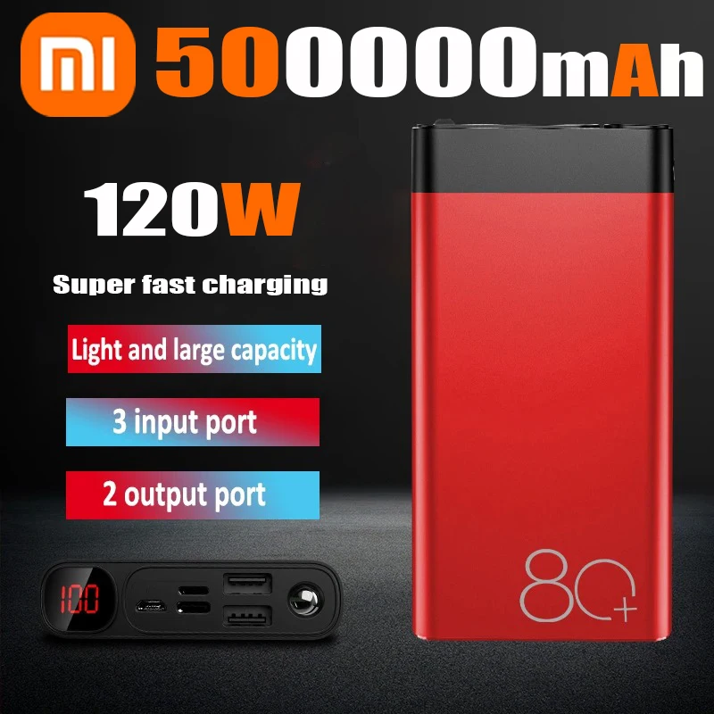 Xiaomi 50000mAh High Capacity Power Bank Fast Charging Power Bank With Strong Flashlight Portable Battery For iPhone Samsung 1