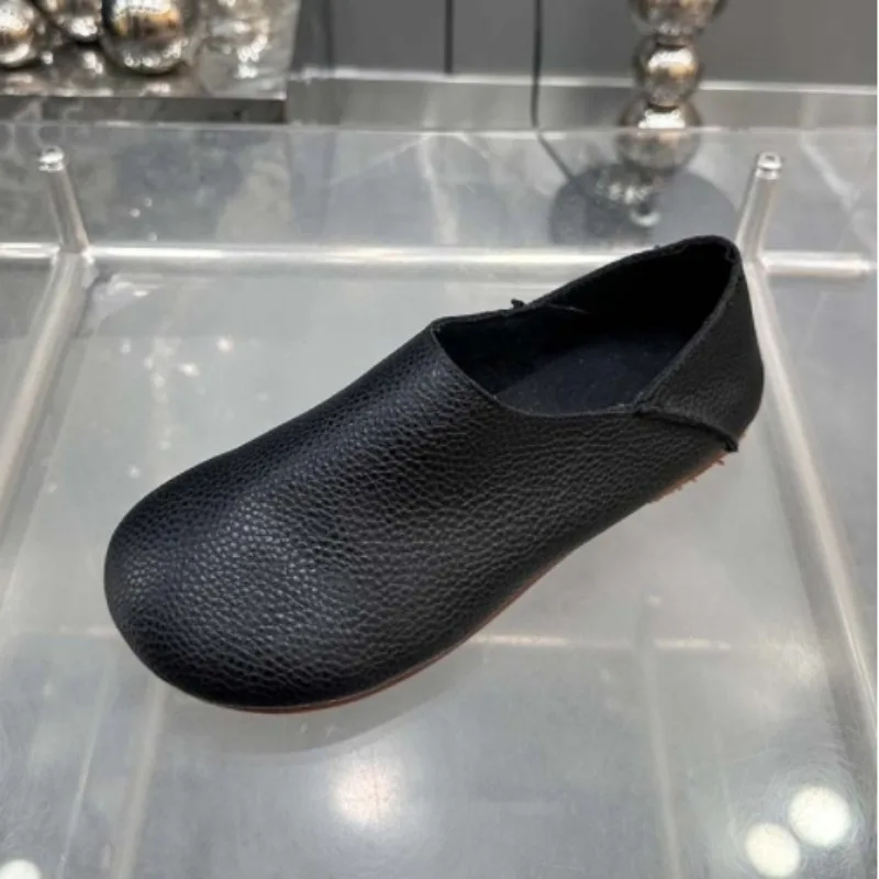 Women's Flat Spring Genuine Leather Flat Shoes Sliding on Women's Bread Comfortable Women's Shoes 5