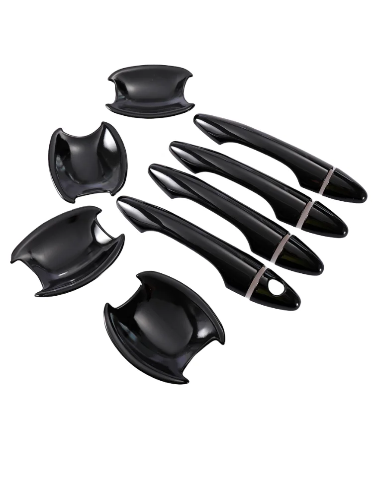 For Hyundai Tucson IX35 2009-2014 Carbon Fiber Gloss Black Chrome Car Door Handle Cover Bowl Sticker Styling Auto Accessories 6