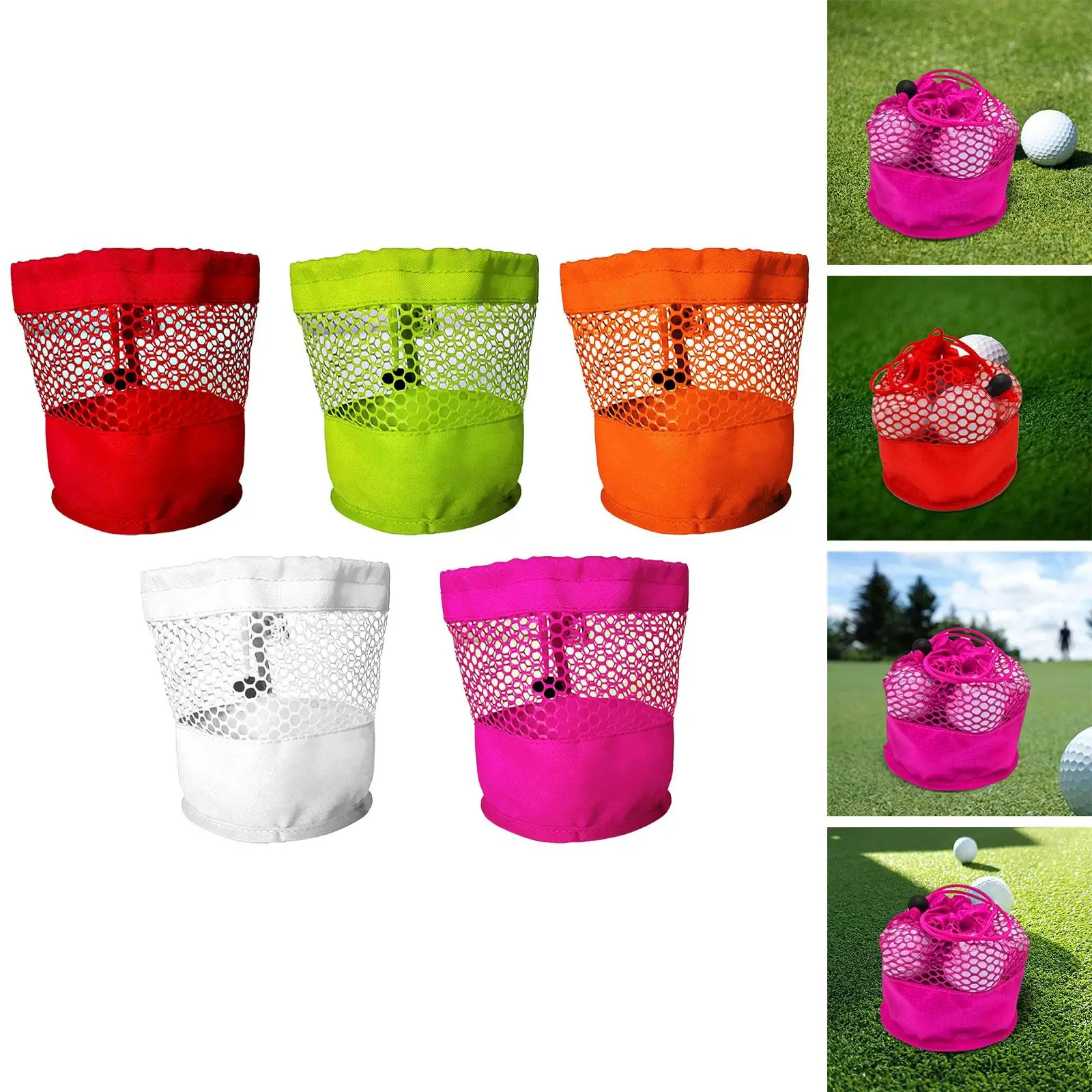Golf Ball Bag Drawstring Mesh Bag Holder Portable Net Drawstring Pouch for Diving Gym Sports Tennis Balls Washing Toys