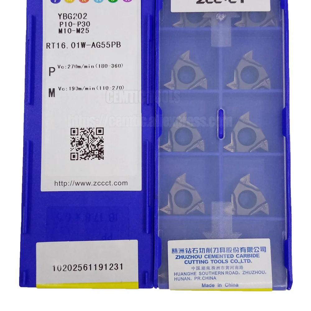 

Original ZCC RT16.01W-AG55PB RT16.01W-AG60PB YBG205 YBG202 Carbide Inserts Lathe Cutter Tools Threading CNC Turning Cutting