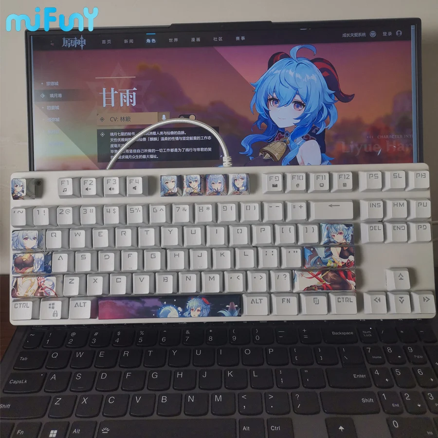 

Клавиатура Ganyu Проводная Механическая, Аниме игровая мини-клавиатура Genshin, RGB Hot Swap Office материнская плата для ноутбука 61/87 клавиш