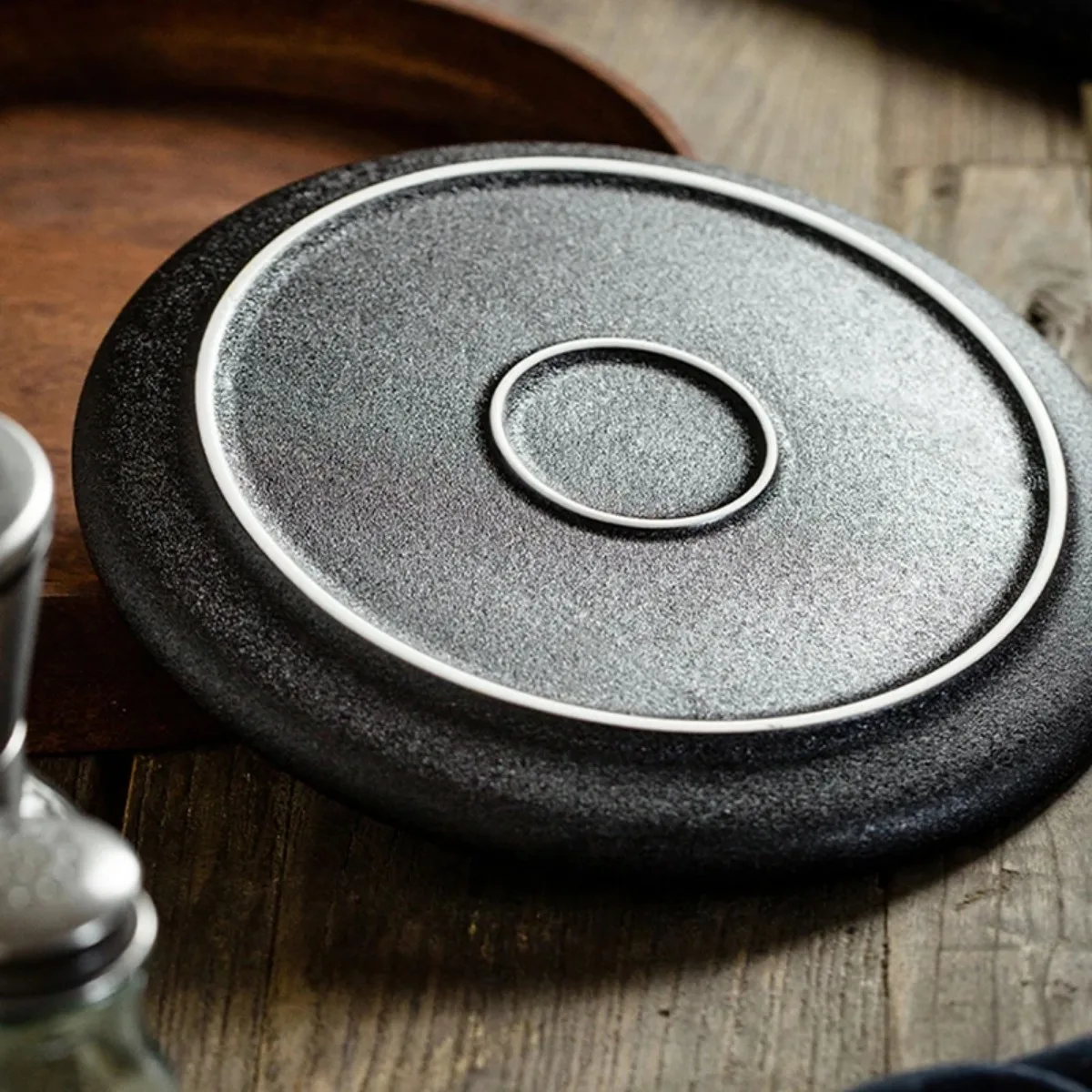 Black Ceramic Plate Set 6