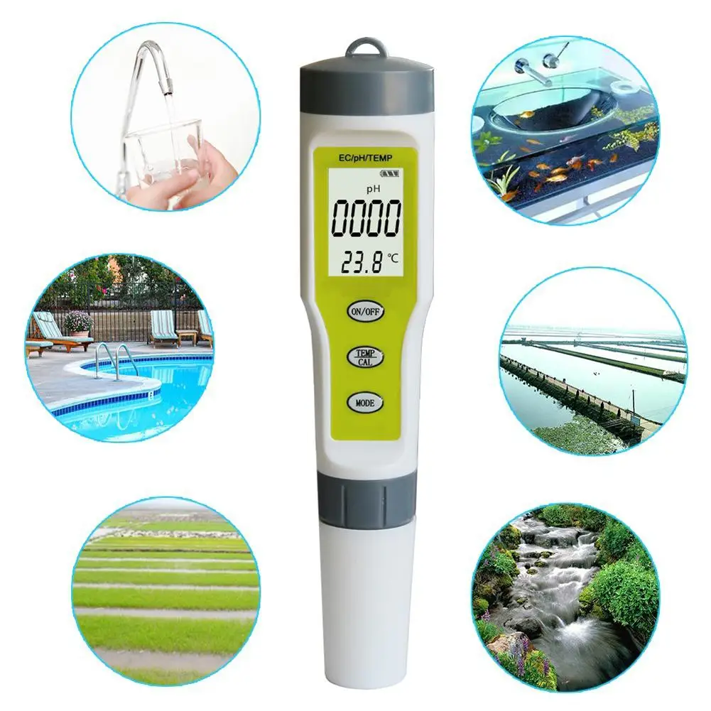 

NEW Water Tester PH/EC/Temp Meter Water Quality Tester Test Tools For Swimming Pool Drinking Water Aquariums