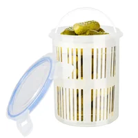 Pickled Fresh Box Multifunctional Food Container Bucket Of Pickles Flip Jar Dishwasher Safe PP Silicone Draining Basket 2