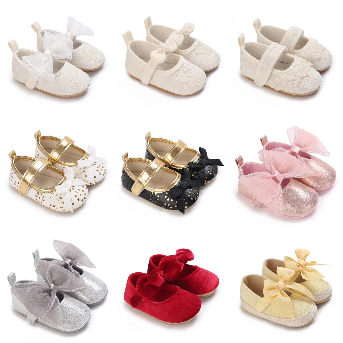 

Baby Girl Cotton Shoes Toddlers Newborns Princess Prewalkers Bows Soft Bottom Anti-Slip Infant Shoes First Walkers 0-18 Months