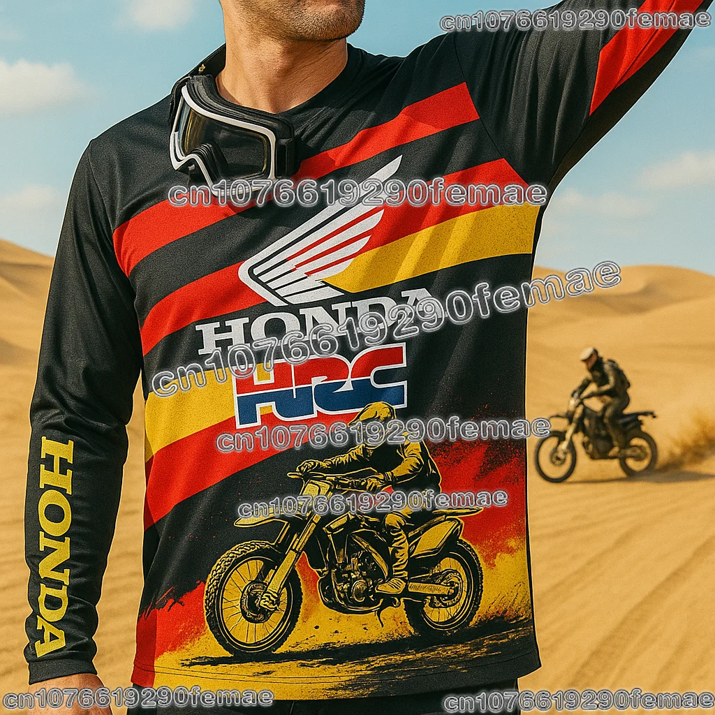 혼다 HRC 오토바이 긴 소매 저지 빠른 건조 먼지 자전거 레이싱 셔츠 통기성 편안한 일일 훈련 캐주얼 스포츠 탑