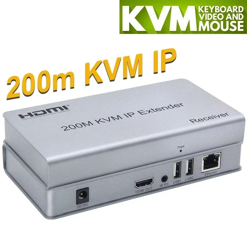 Extender KVM Over IP 200M - Per Video 1080p, Controllo USB, Plug And Play, Con Cavo CAT